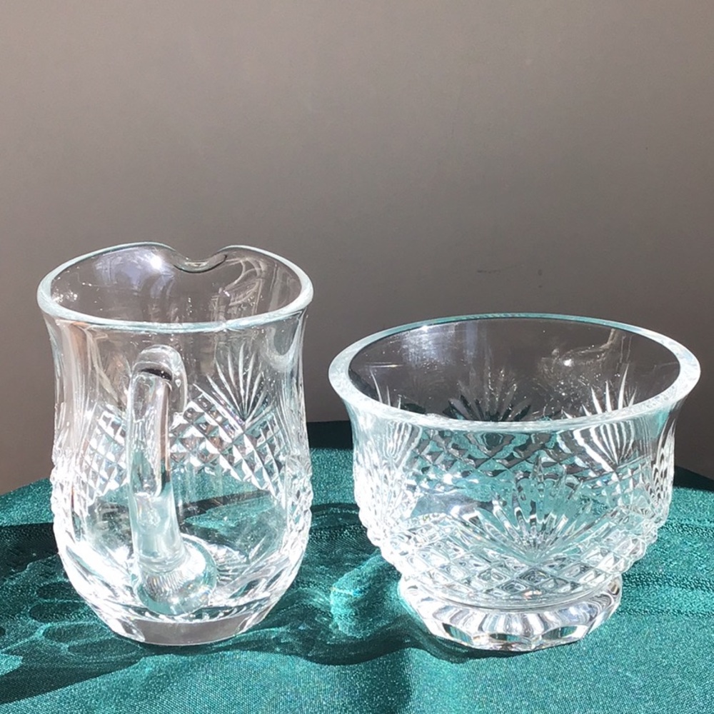 Wedgwood‎ Crystal Sugar Bowl and Creamer Set Vintage - Picture 4 of 11